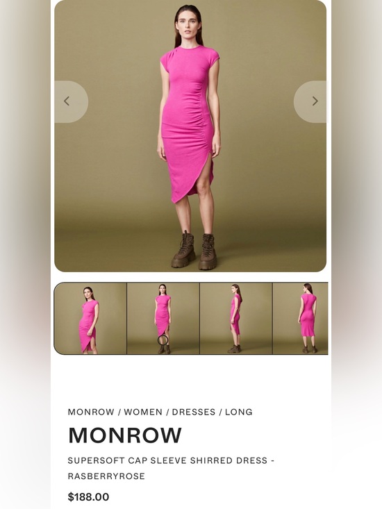 Monrow Dresses & Skirts - Monrow Hot Pink Ruched High-Low Skirt Dress